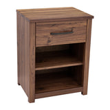 Hudson Walnut Wood 1-Drawer Open Nightstand | CO