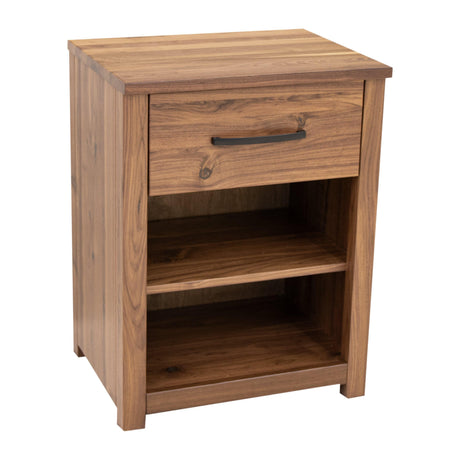 Hudson Walnut Wood 1-Drawer Open Nightstand | NAT
