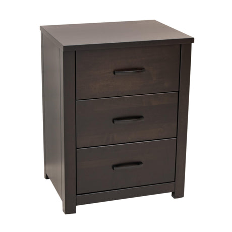 Hudson Black Maple Wood 3-Drawer Nightstand | EB