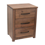 Hudson Walnut Wood 3-Drawer Nightstand | CO