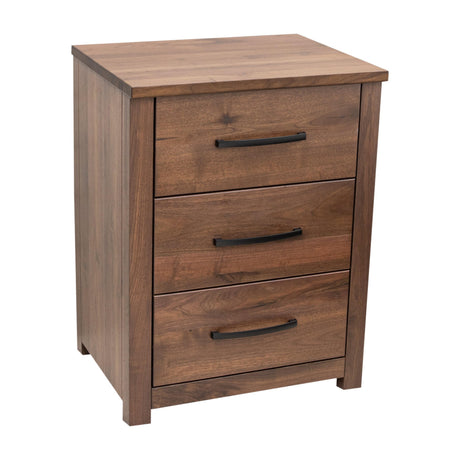 Hudson Walnut Wood 3-Drawer Nightstand | CO