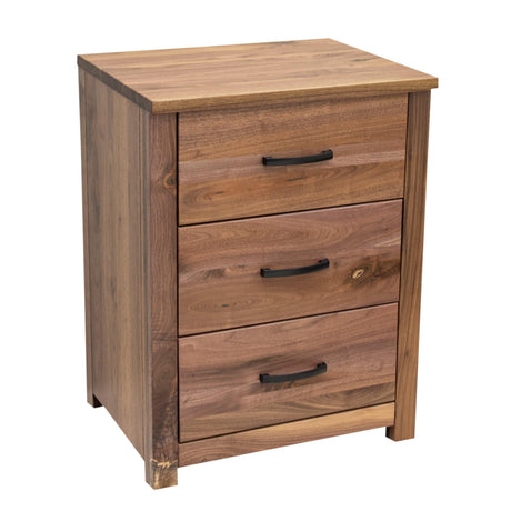 Hudson Walnut Wood 3-Drawer Nightstand | NAT