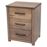 Hudson Hickory Wood 3-Drawer Nightstand | CO