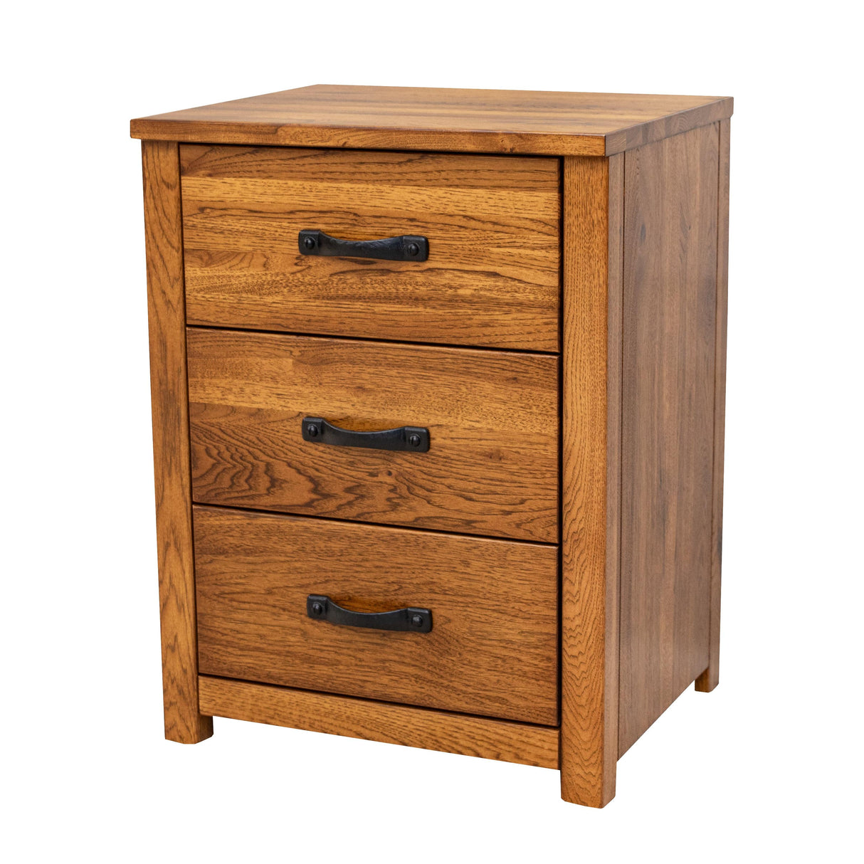 Hudson Hickory Wood 3-Drawer Nightstand | MC