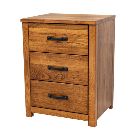 Hudson Hickory Wood 3-Drawer Nightstand | MC