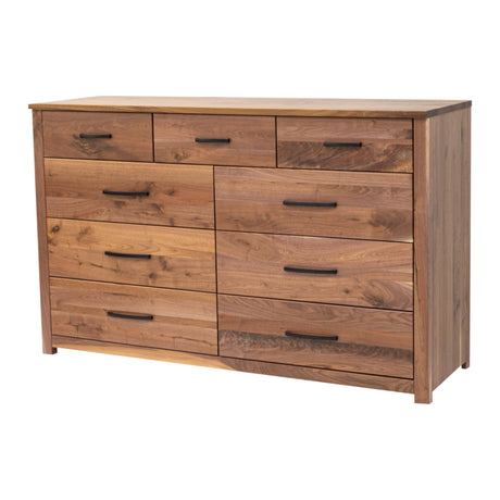 9 drawer dresser Hudson Rustic Walnut Wood 9-Drawer Tall Dresser with Natural Finish – Upstate Amish Furniture