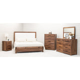 Hudson King Walnut Wood Bed with Upholstered Headboard | NAT