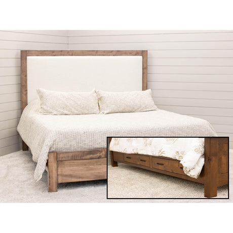 Hudson King Maple Wood Bed with Upholstered Headboard | WB