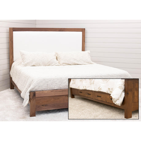 Hudson King Walnut Wood Bed with Upholstered Headboard | NAT