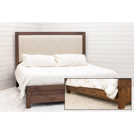 Hudson King Walnut Wood Bed with Upholstered Headboard | CO