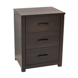 Hudson Black Maple Wood 3-Drawer Nightstand | EB