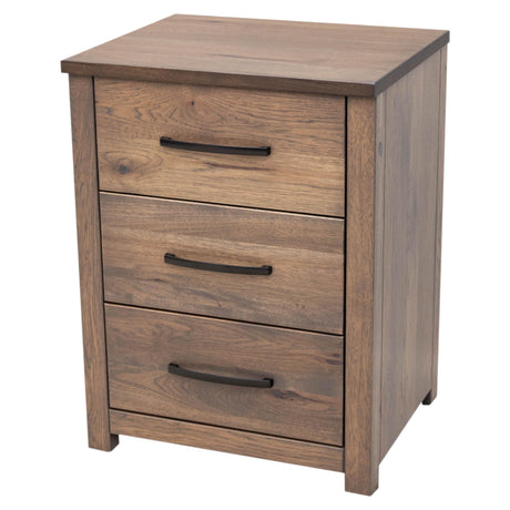 Hudson Hickory Wood 3-Drawer Nightstand | CO