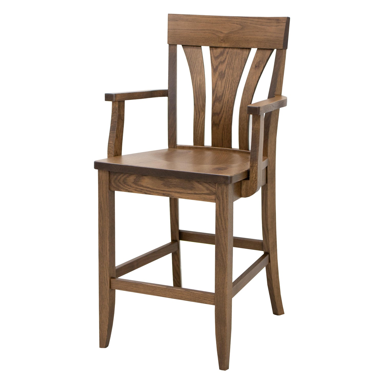 Hudson White Oak Wood 24" Stationary Bar Stool with Arms | CO