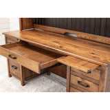 Jackson Hickory Wood Flat Wall Desk with Hutch Top | H-ASB&M-EB