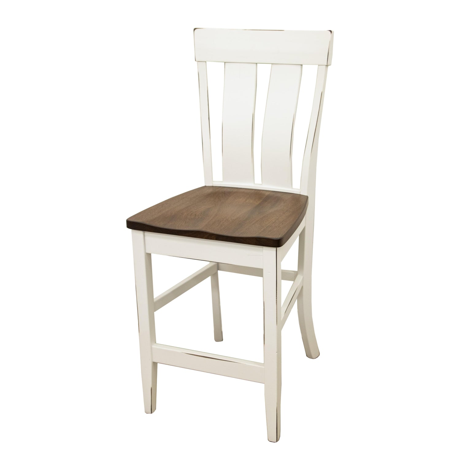 Kinglet 24" White & Wood Stationary Bar Stool | M-DW&RH-CO