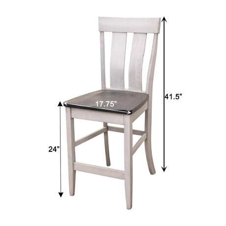 Kinglet 24" White & Wood Stationary Bar Stool | M-AV&GS