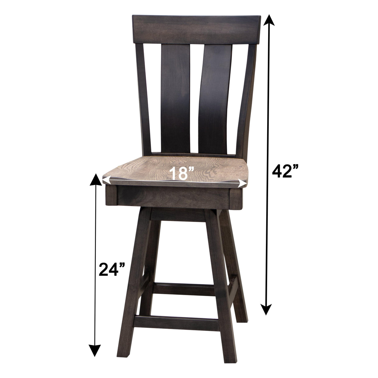 Kinglet 24" Black & Wood Swivel Bar Stool | M-DK& RWO-GRB