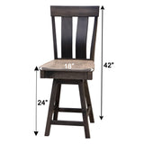 Kinglet 24" Black & Wood Swivel Bar Stool | M-DK& RWO-GRB