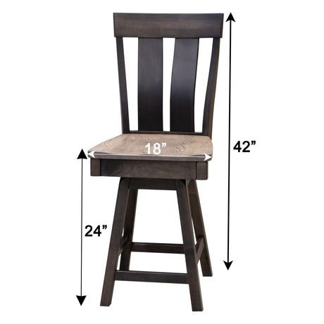 Kinglet 24" Black & Wood Swivel Bar Stool | M-DK& RWO-GRB