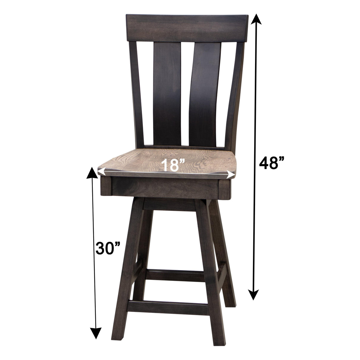 Kinglet 24" Black & Wood Swivel Bar Stool | M-DK& RWO-GRB