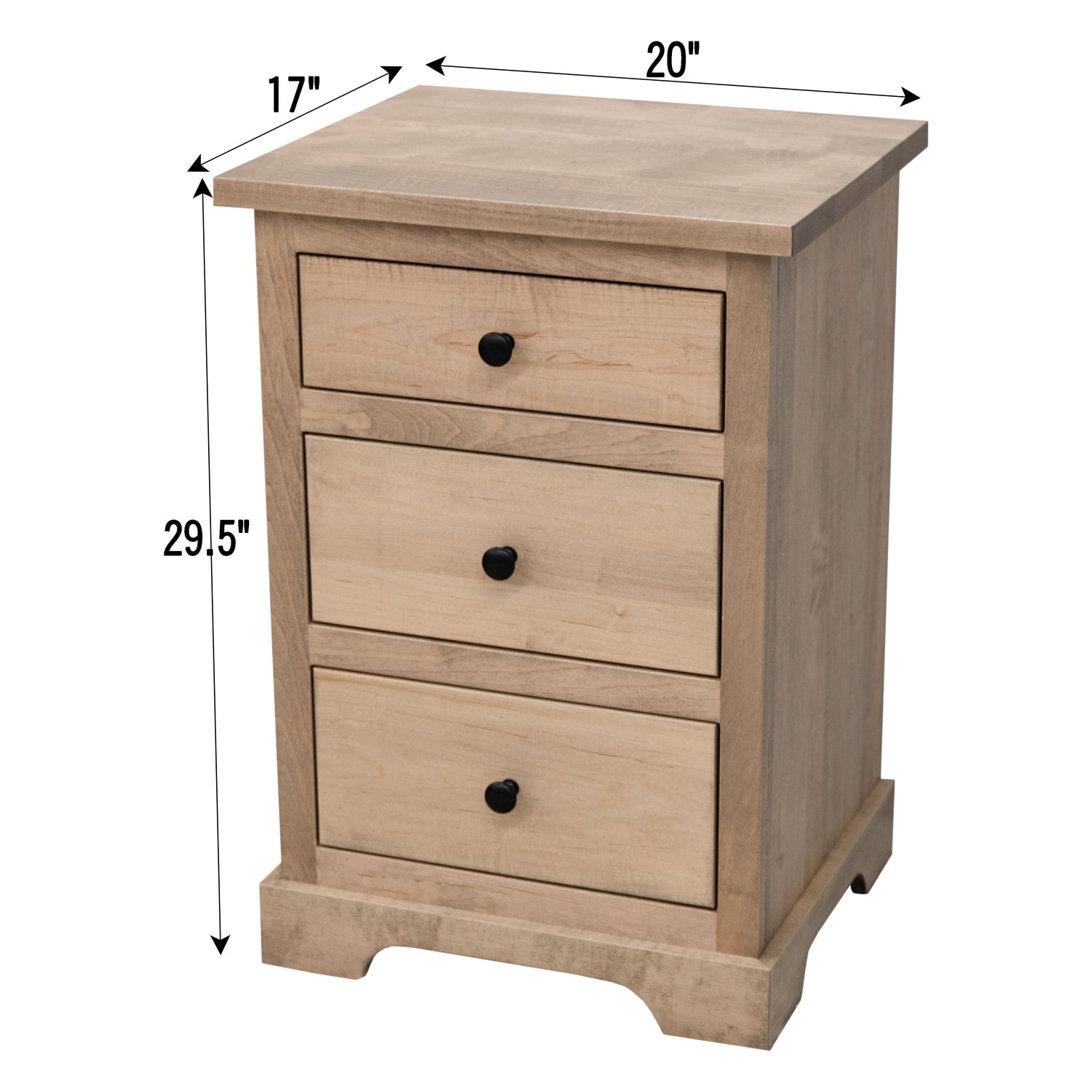 Lakeport Maple Wood 3-Drawer Nightstand | DW