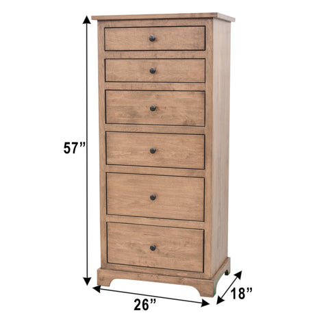 Lakeport 6-Drawer Maple Wood Lingerie Dresser | WB