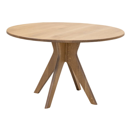 Mid Century Modern Round White Oak Dining Table Set for 4
