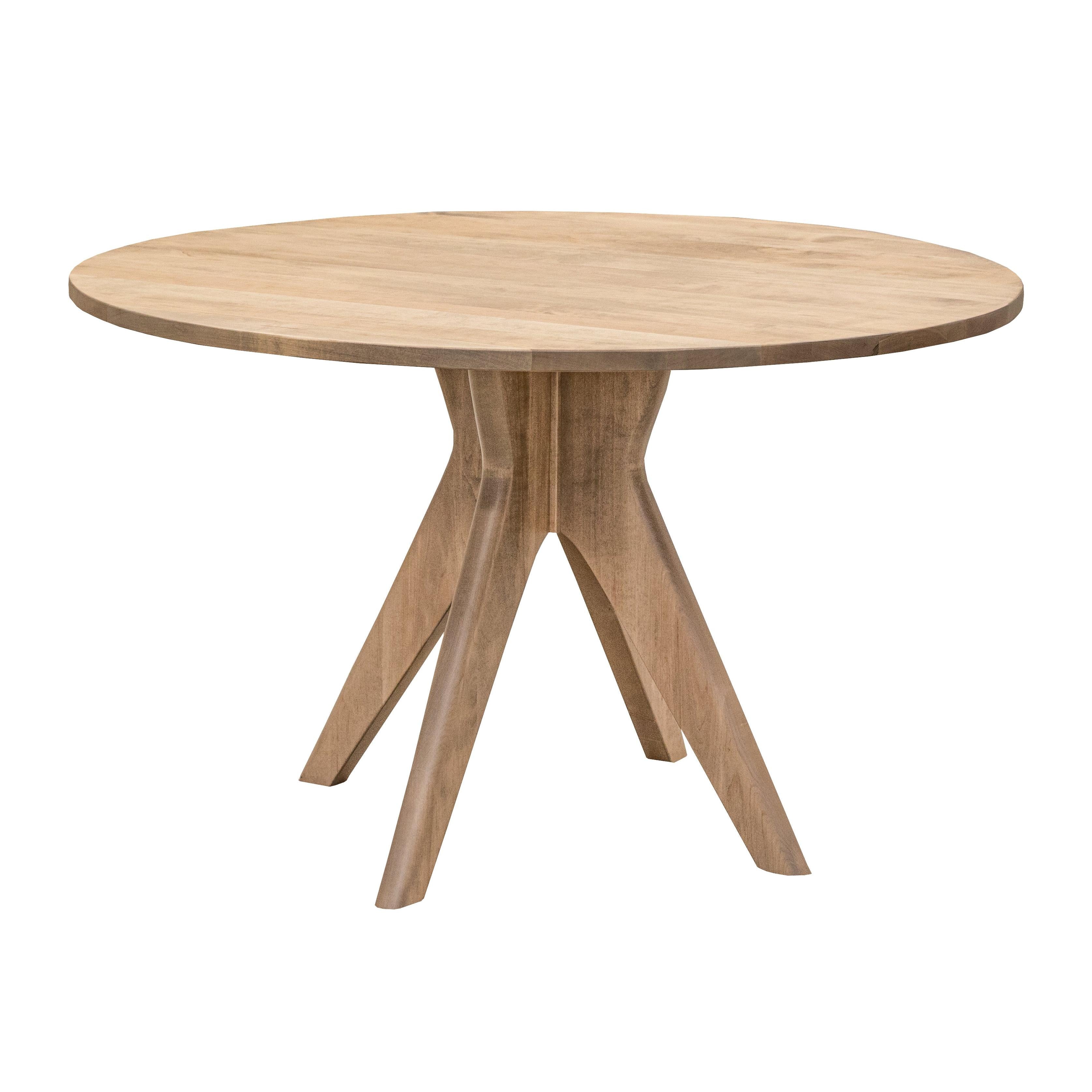 Mid-Century Modern Maple Wood Round Dining Table in Sand