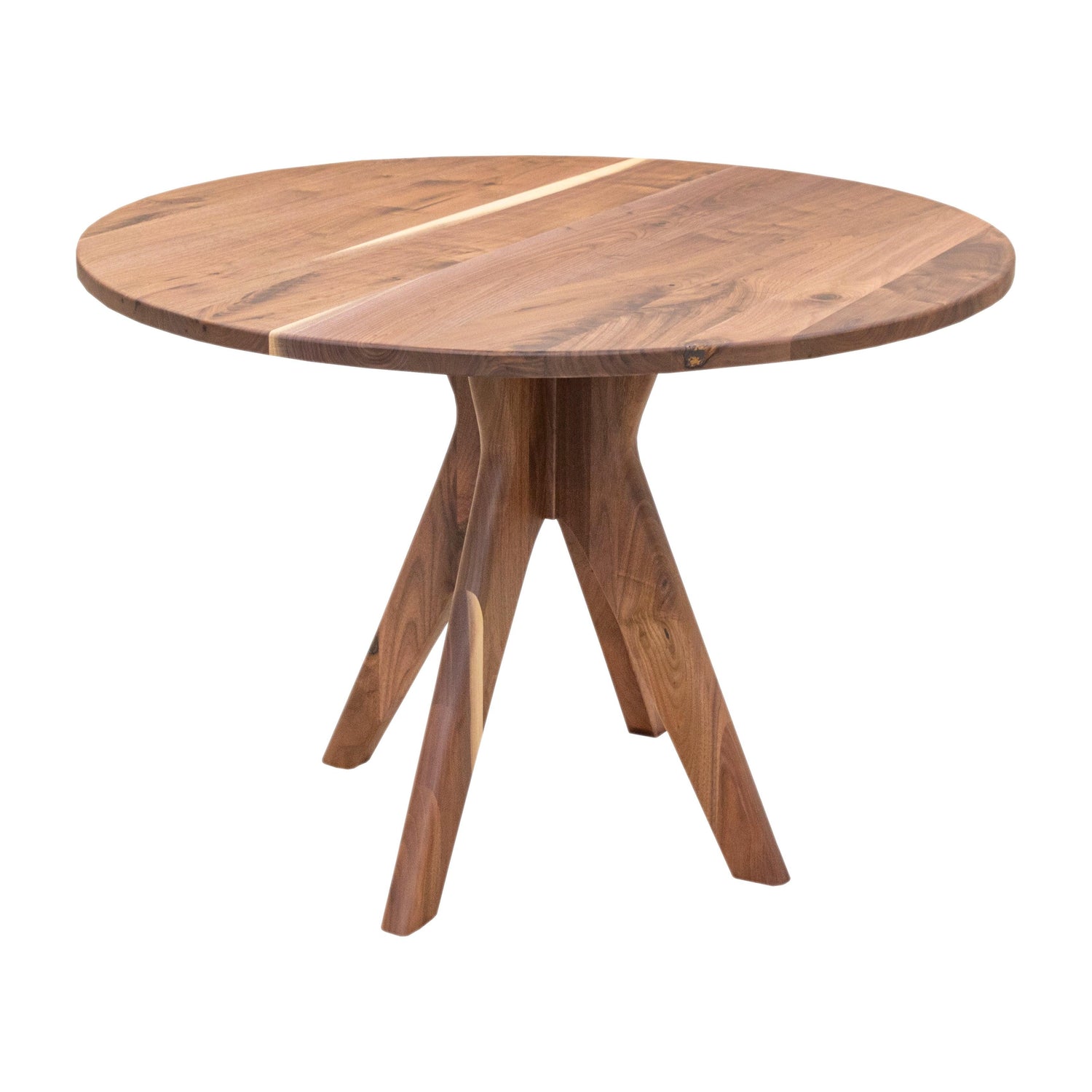 Mid-Century Modern Walnut Wood Round Dining Table | NAT