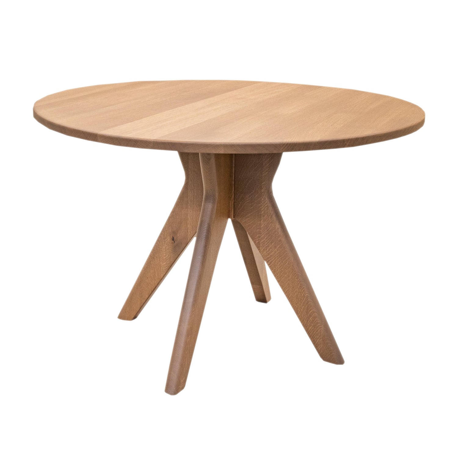 Mid-Century Modern White Oak Wood Round Dining Table | WB