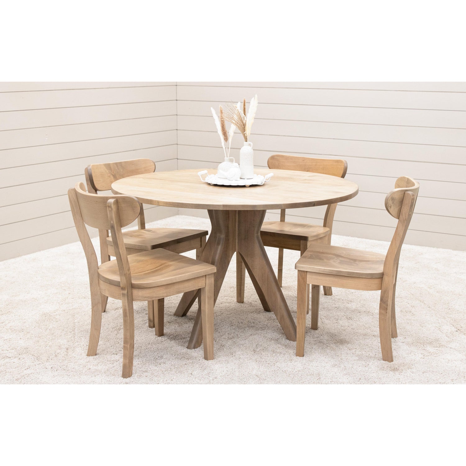 Mid-Century Modern Maple Wood Round Dining Table | DS