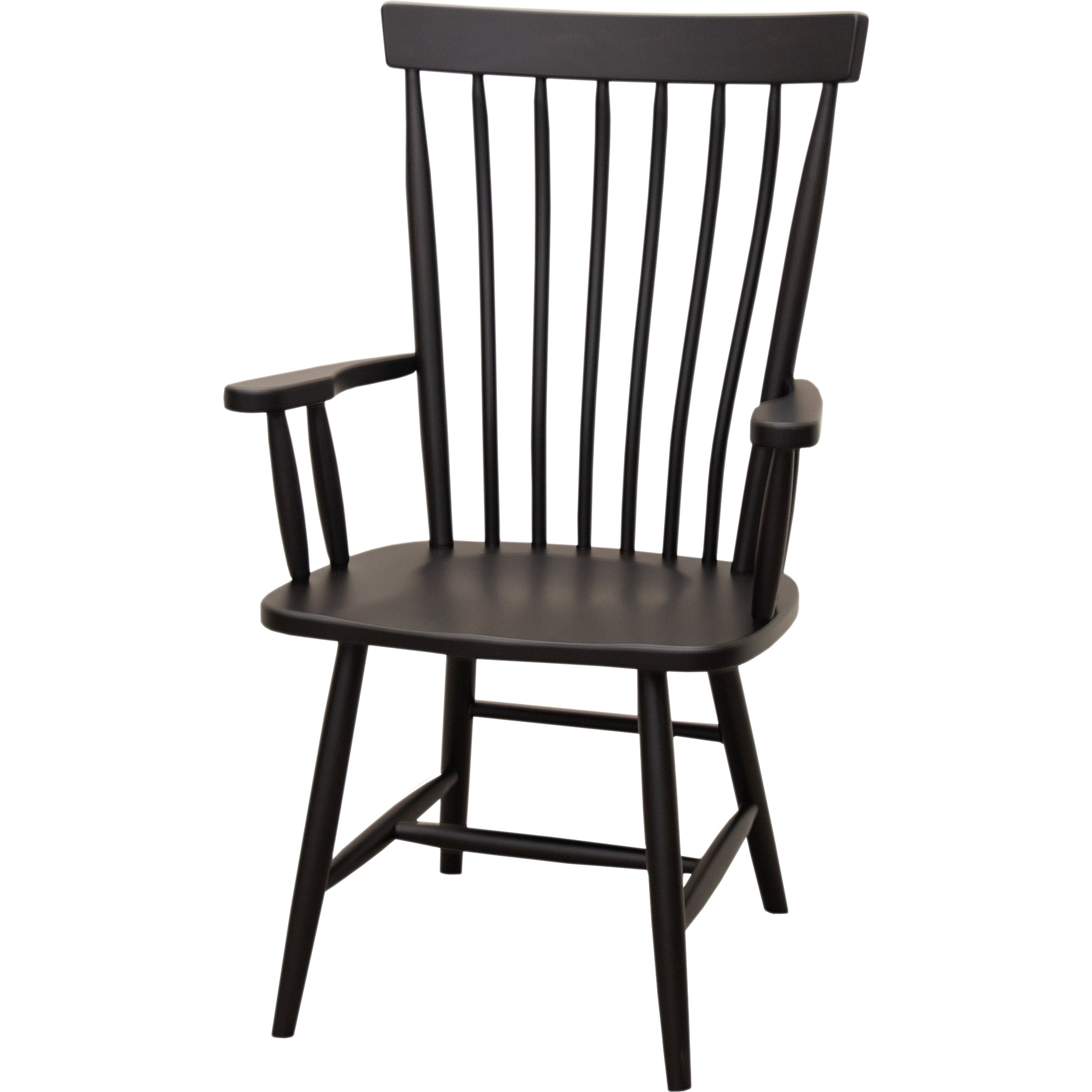 Millcreek Black Windsor Maple Wood Arm Dining Chair in Ebony