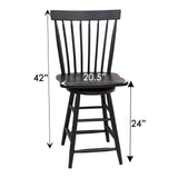 Millcreek Black Windsor Maple Wood 24" Swivel Bar Stool | EB