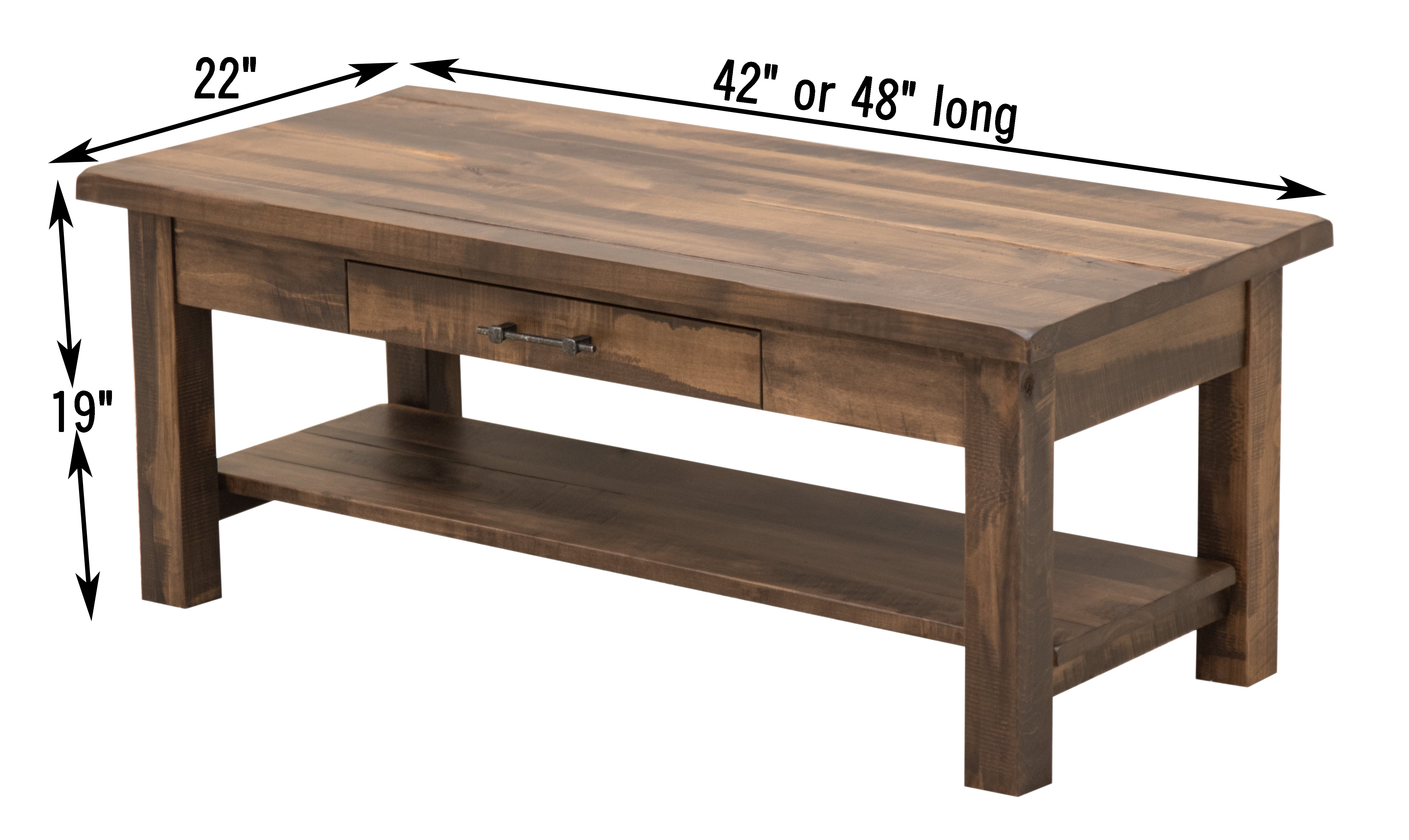 Milltown Maple Wood Rectangle Open Coffee Table in Cocoa Light