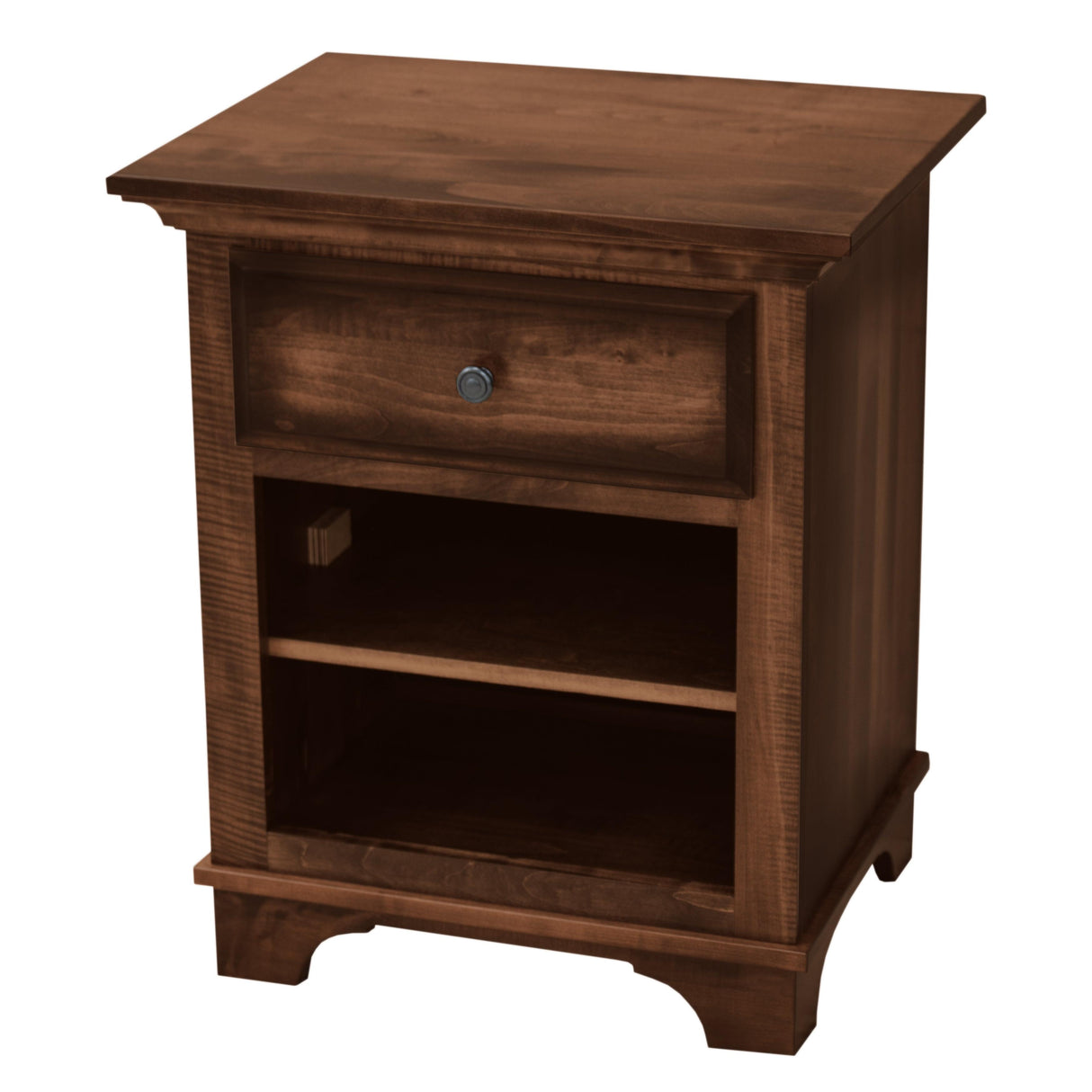 Miranda Maple Wood 1-Drawer Open Nightstand | ASB-BURN