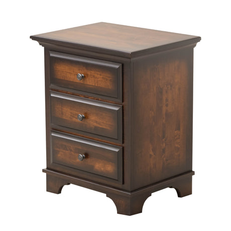 Miranda Maple Wood 3-Drawer Nightstand | ASB-BURN