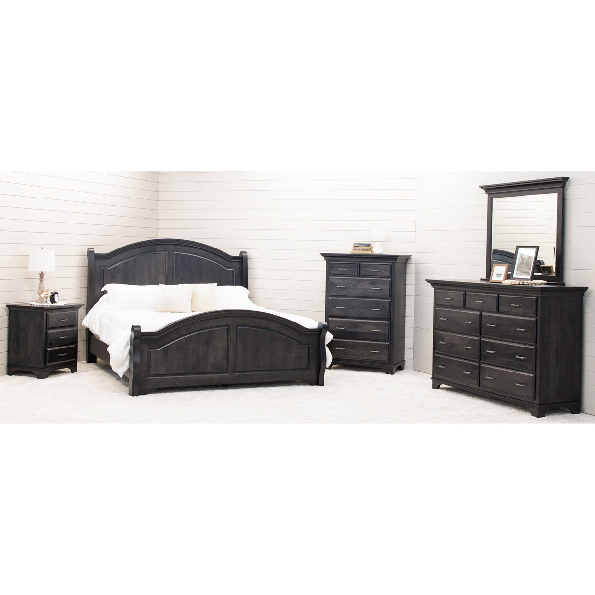 Miranda Sleigh Full Maple Wood Panel Bed with Arched Footboard | DK
