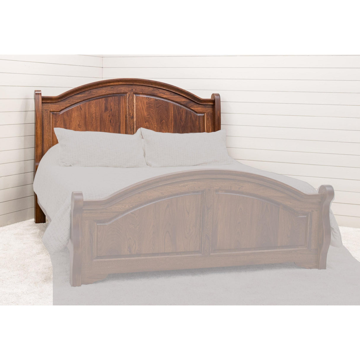 Miranda Sleigh Queen Elm Wood Panel Bed with Arched Footboard | MC