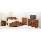 Miranda Sleigh Queen Elm Wood Panel Bed with Arched Footboard | MC