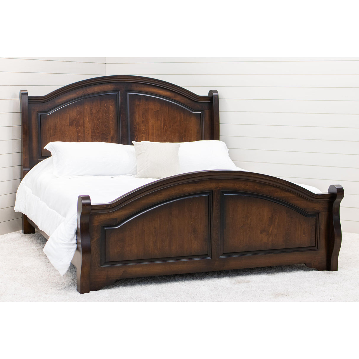 Miranda Sleigh Full Maple Wood Panel Bed with Arched Footboard | ASB-BURN