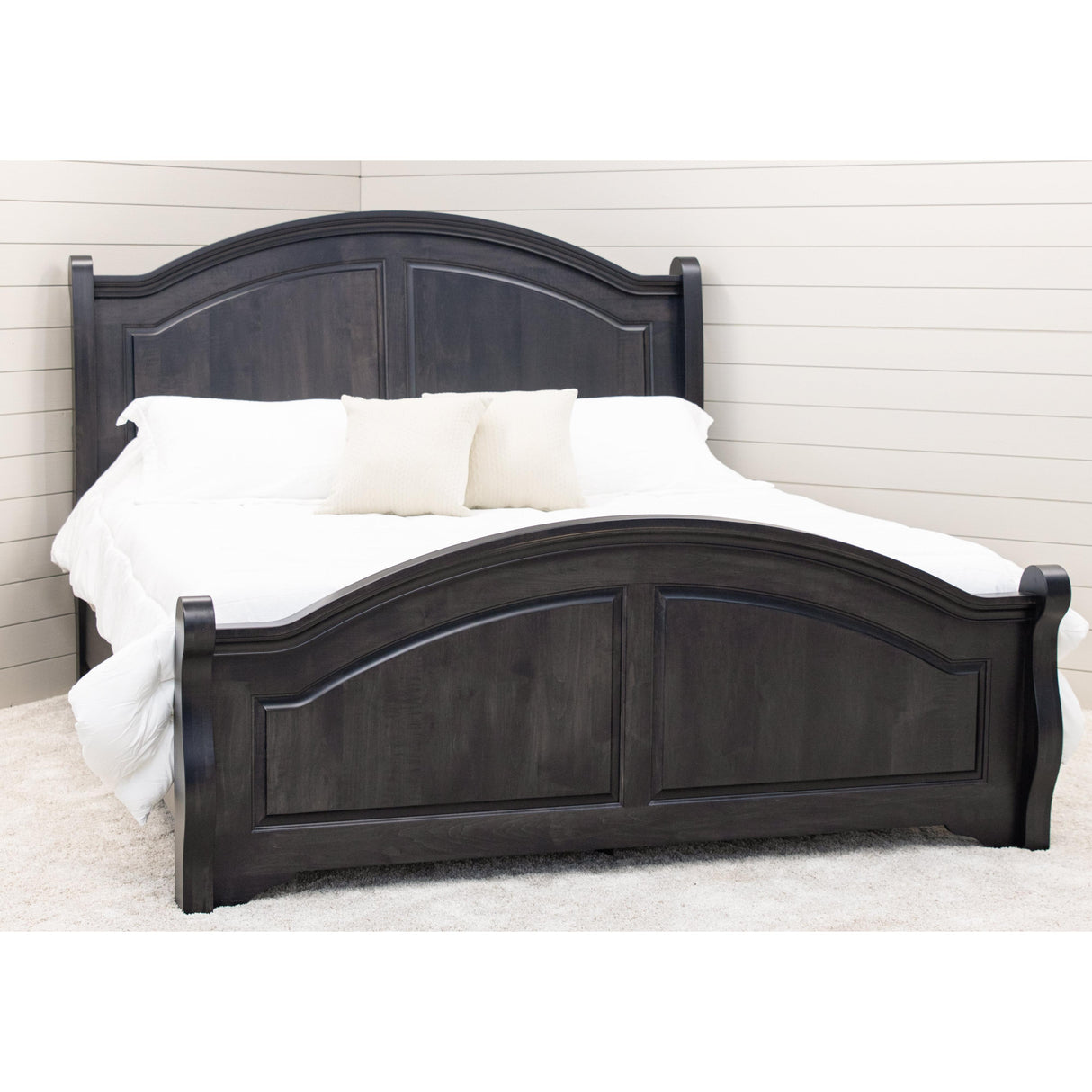 Miranda Sleigh Full Maple Wood Panel Bed with Arched Footboard | DK