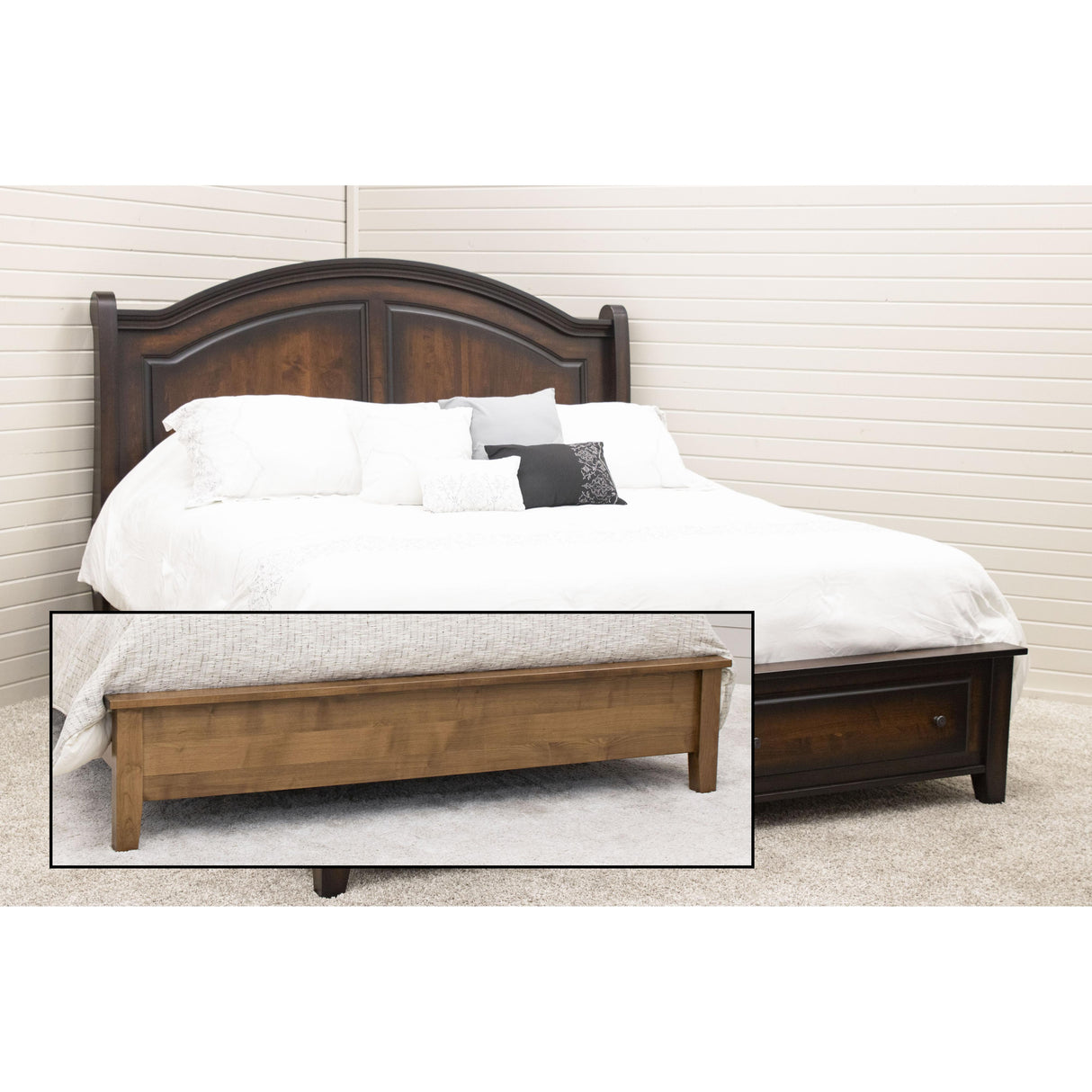 Miranda Sleigh Full Maple Wood Panel Storage Platform Bed | ASB-BURN