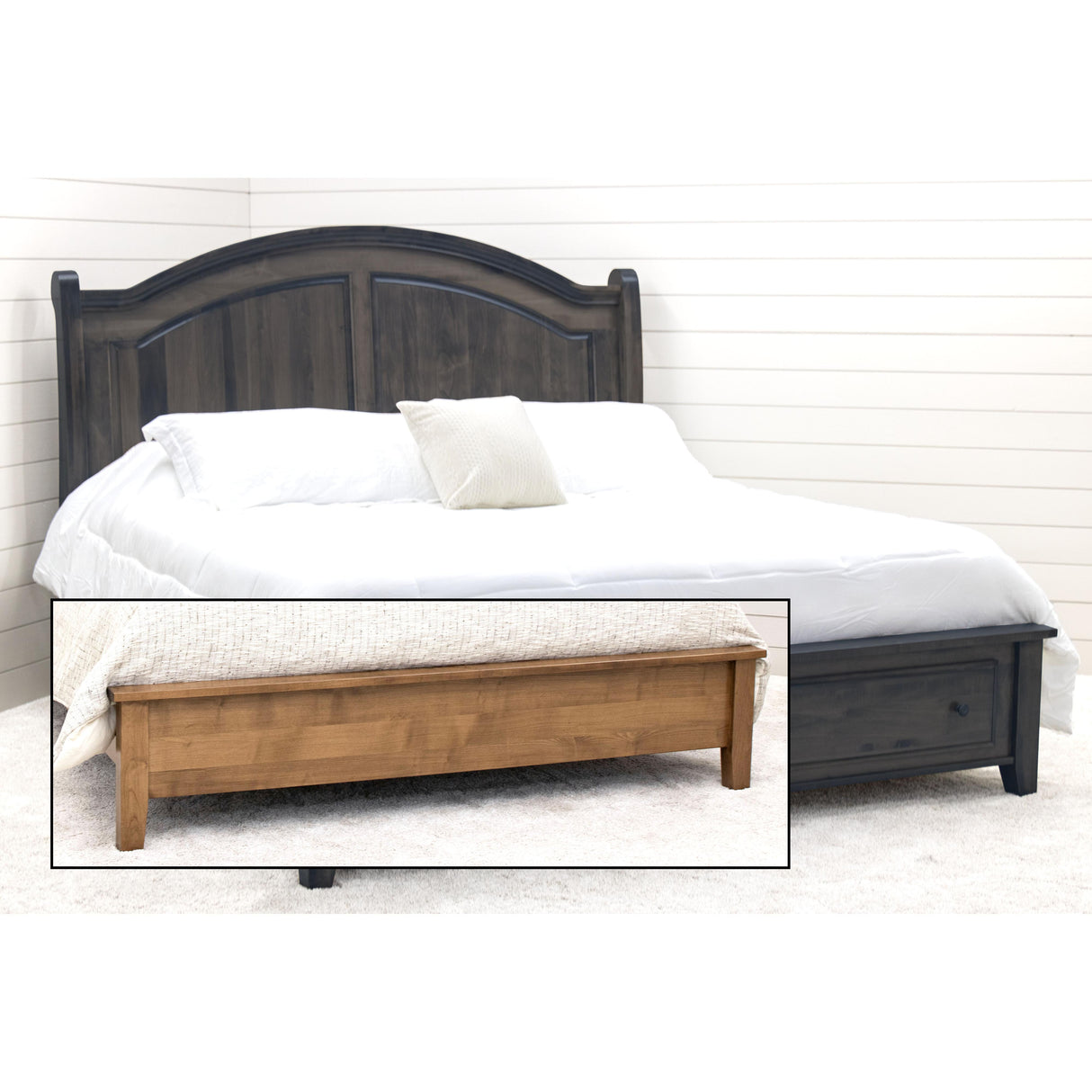 Miranda Sleigh King Maple Wood Panel Storage Platform Bed | DK