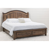 Miranda Sleigh King Maple Wood Panel Storage Platform Bed | CO