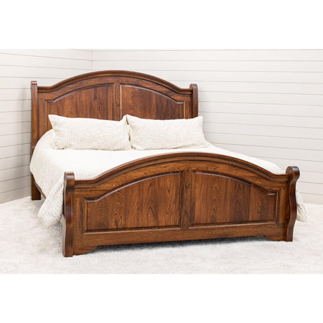 Miranda Sleigh King Elm Wood Panel Bed with Arched Footboard | MC