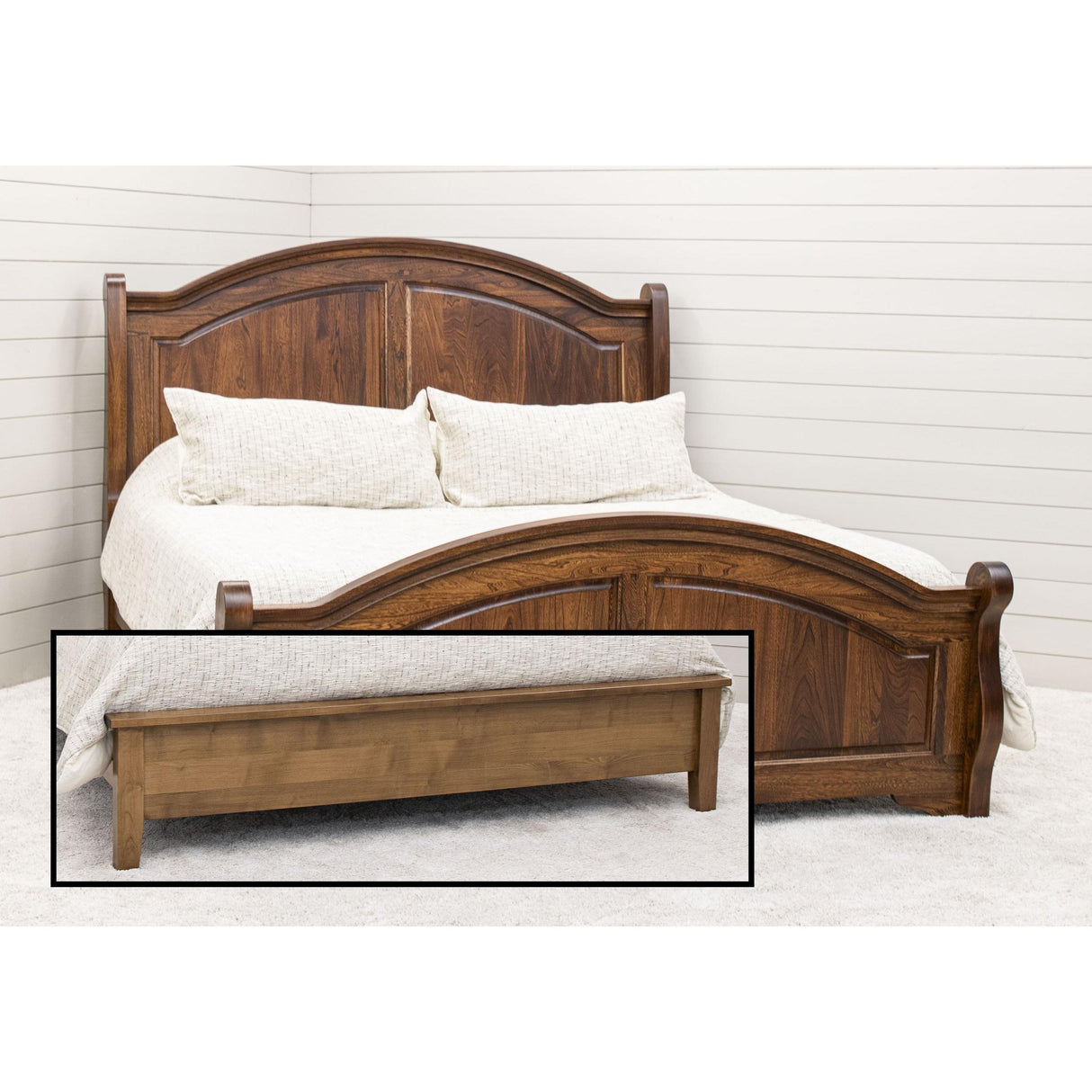 Miranda Sleigh King Elm Wood Panel Storage Platform Bed | MC