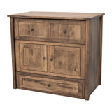 Mission Style Maple Wood Twin Size Murphy Bed Cabinet with Drawers | CO