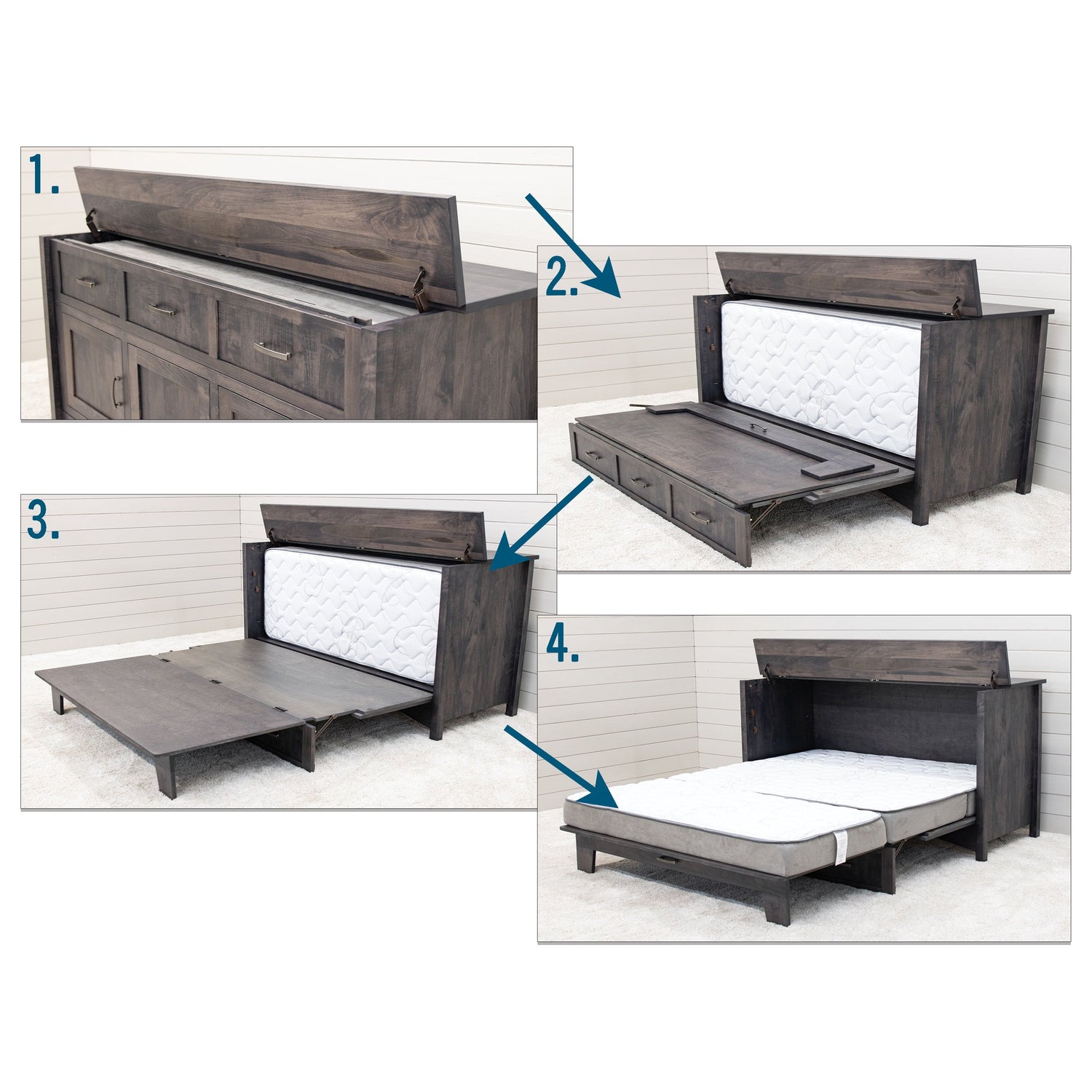 Mission Style Maple Wood White Murphy Bed Cabinet | DW