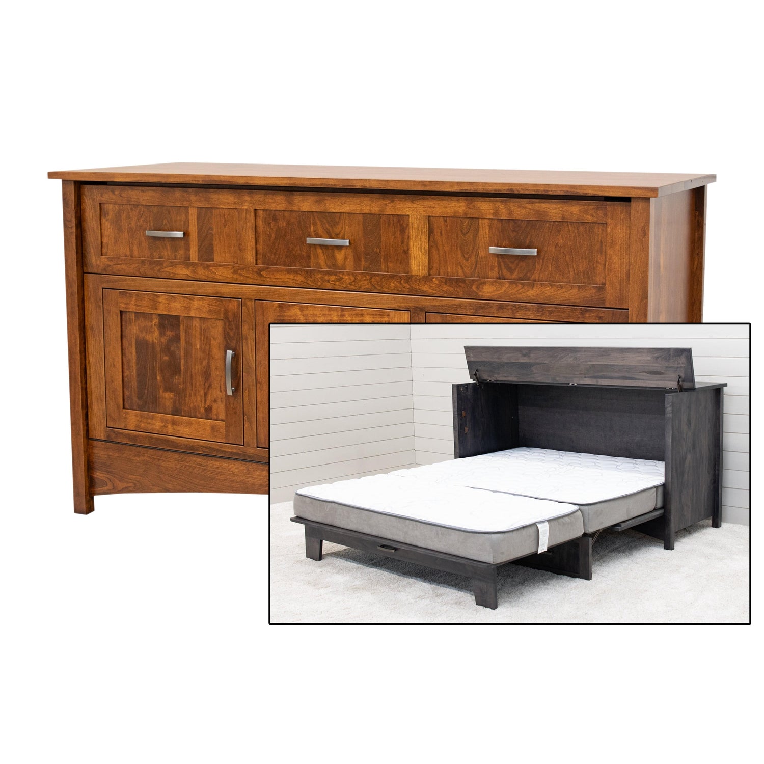 Mission Style Cherry Wood Murphy Bed Cabinet | MC