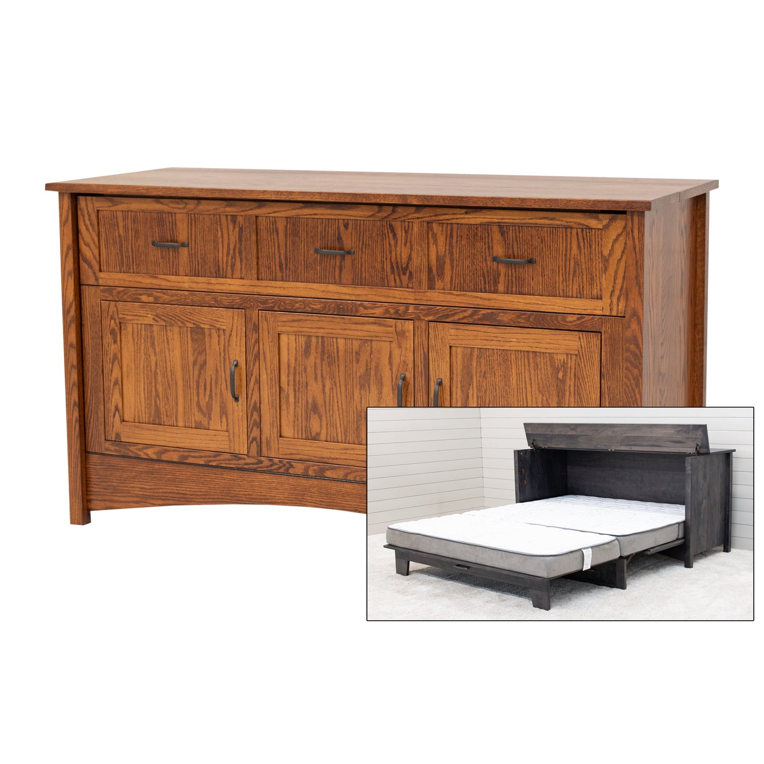 Mission Style Oak Wood Murphy Bed Cabinet | MC
